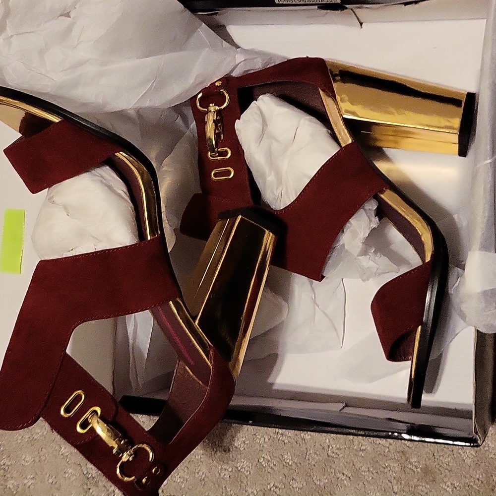 Burgundy and Gold Bootie